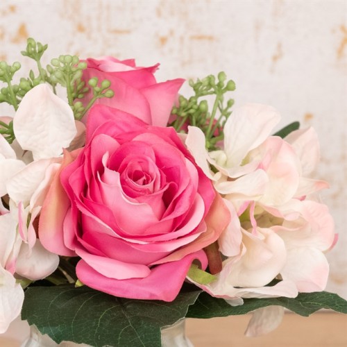 Artificial Flower Arrangements Roses and Hydrangeas Cream Pink in